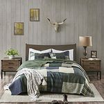 Woolrich 100% Cotton Quilt Reversible Plaid Cabin Lifestyle Design All Season, Breathable Coverlet Bedspread Bedding Set, Matching Shams, Full/Queen(92"x96"), Mill Ceek, Green 3 Piece