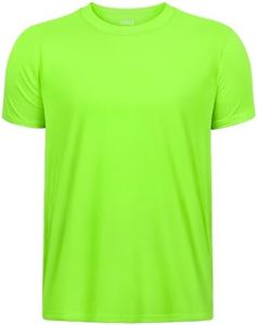 Boys Neon Shirts Dry Fit Athletic T Shirts UPF 50+ Performance Cooling Shirts Short Sleeve Kids Top for Boys and Girls