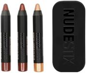 Nudestix Mini Nude Metallic Berry Eye Kit – 3-Piece Cream Eyeshadow & Eyeliner Pencil Set for Long-Wear Color | Rich Berry Tones with Metallic Finish