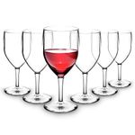 RB Red Wine Glasses Premium Plastic Unbreakable Reusable 25cl, Set of 6