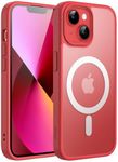 JETech Magnetic Case for iPhone 13 6.1-Inch Compatible with MagSafe, Translucent Matte Back Slim Shockproof Phone Cover (Red)