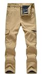 Rdruko Men's Outdoor Waterproof Windproof Fleece Work Cargo Snow Ski Hiking Pants(Khaki, CA 32)