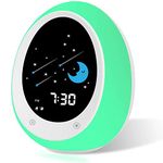 Kids Alarm Clock, Toddler Sleep Training Clock with Sun & Moon, Sound Machine, Time to Wake Alarm Clock for Children