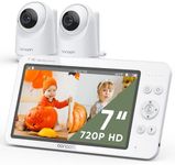 bonoch Baby Monitor with 2 Cameras and Night Vision, 7" 720P HD Split Screen Video Baby Camera Monitor No WiFi with 6000mAh Battery, 2-Way Talk, Temperature, Hack Proof, Remote PTZ, 8 Lullabies