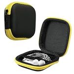 kwmobile Square Carrying Case for Earphones - Portable Storage Bag Pouch for Headphones Earbuds Small Objects with Zipper - Yellow/Black