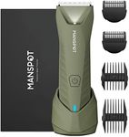 MANSPOT Manscape Trimmer for Men Ball/Pubic/Groin, Electric Body Hair Trimmer, Replaceable Ceramic Blade Heads,Waterproof for Wet/Dry Use,Standing Recharge Dock,90 Minutes Shaving After Charged(Green)