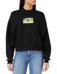 Calvin Klein Jeans Women Illuminated Box Logo Crew Neck Sweatshirts Black, M