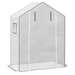 Outsunny Walk-in Greenhouse Cover Replacement with Roll-up Door and Mesh Windows, Reinforced PE Hot House Cover (COVER ONLY), 140 x 73 x 190cm, White