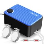 Forever Speed Aquarium Air Pump Ultra Quiet <40dB, 8W Infinite Adjustable Silent Aquarium Air Pump for Fish Tank Oxygen Pump Set with 2 outlet up to 600L, 480 L/H