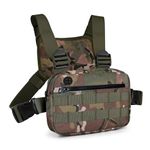 Muserise Outdoor Chest Bag For Men, EDC Chest Pack With Built-In Phone Holder, Lightweight Chest Rig Pouch, Camo -1, M, Sports