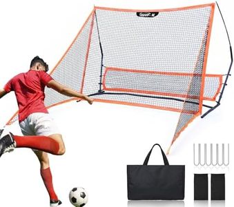 Soccer Rebounder, 2-in-1 Rebounder Soccer with Safety Backstop Net,for Solo Passing, Receiving & Trapping Practice,Soccer Rebounder Board for Kids & Adult,Includes Carry Bag,Stakes& Sandbags,Orange
