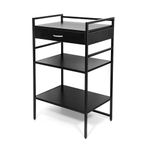 Livzing 3 Tier Metal Dish Rack Height Adjustable Microwave Stand for Kitchen Platform OTG & Oven Stand Cabinet Microwave Rack with Sliding Storage Drawer Kitchen Dish Organizer Tiered Shelf - Black