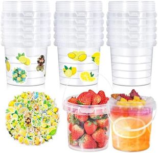 ASEVAT 1 Liter/32 oz Ice Cream Buckets with Lids and Handles, Clear Reusable Food Storage Containers, Rum Buckets for Drinks Pail for Snacks Deli Food Fruit, Cocktail, Leak Proof Bucket