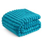 Bedsure Super Soft Teal Throw Blanket - Fuzzy Bed Blankets Fluffy Fleece Blankets for Bed, Couch, Sofa, Plush Lightweight Teal Blanket for All Season, 50x60 Inches, Stripe Textured