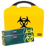 Labsales Wall Mountable Biohazard Spill Clean up kit, Body Fluid Emergency Kit for Vomit, Blood, Sick Urine and Mucus, Bright Stand Out Case Made from 100% Recycled Plastic, Case of 2 Kits