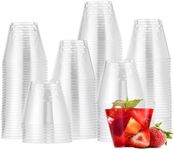 MATANA 120 Clear Hard Plastic Cups, Tumblers for Cocktails, Champagne, Wine & Desserts (255ml / 9oz) - Weddings, Birthdays, Christmas, Parties - Sturdy & Reusable
