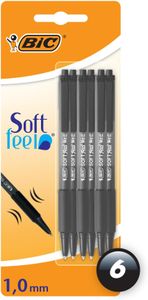 Bic Soft Feel Retractable Ballpoint Pens, Black, 1.0mm, 6-Pack