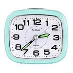 Ayybboo Alarm Clocks Bedside Battery Powered Analogue Non Ticking Silent with Nightlight Snooze Loud Alarm Bedside Bedroom Clock Large Size (Green)