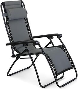 VonHaus Zero Gravity Chair - Textoline Folding Sun Lounger for Garden & Outdoor - Premium Padded & Heavy Duty Foldable Sunlounger w/Headrest & Powder Coated Steel Frame for Patio, Terrace & Decking