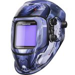 ARCCAPTAIN 3.93"X3.66" Large Viewing Screen Auto Darkening Welding Helmet, True Color Solar Power Welding Hood with 4 Arc Sensor Wide Shade 4/5-9/9-13 for TIG MIG Arc