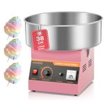 Commercial Candy Floss Machine, FOHERE 1000W Cotton Candy Machine Pink, Stainless Steel Bowl and Sugar Scoop, Perfect for Kids Birthdays, Parties, Celebrations, Carnival