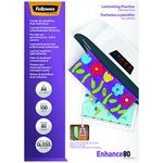 Fellowes A4 Laminating Pouches, Gloss, 160 Micron (2 x 80 Micron) Self adhesive, Pack of 100, clear