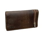 STARHIDE Womens RFID Shielded Real Distressed Hunter Leather Clutch Wallet 5565 (Brown)