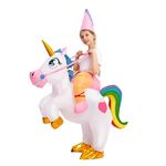 Spooktacular Creations Inflatable Costume Unicorn Riding a Unicorn Air Blow-up Deluxe Halloween Costume (7-10 Yrs)