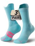 Juclise Compression Running Crew Socks For Women, Moisture Wicking Cushion Anti-Blister Hiking Athletic Socks (UK, Numeric, 3, 5, Regular, Regular, Aqua Green)