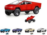 BiKiBao Cyber Truck Toy Trucks Alloy Die Casting Model Pickup 1/24 Truck Model Pull Back Toy Race Car with Motorcycle -Display Car Ideal Gift Age for 6 Year Up (Red)