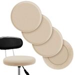 Tatuo Round Bar Stool Seat Covers Washable Stool Cushion Slipcover Elastic Bar Chair Covers for 14-17 Inch Chair (Beige,4 Pieces)