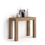 Mobili Fiver, First, Extendable Console Table, Rustic Oak, for 4-14 People, Space-Saving Dining Table, Italian Furniture