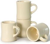 harebe Retro Coffee Cup Set of 4, 10 OZ Heavy Classic Ceramic Diner Mugs Set with Handle for Coffee, Tea, Cocoa, Milk, Latte（Cream）