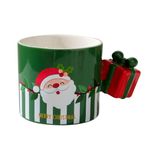 NYRWANA Christmas Mug, Coffee Mug, Mugs for Coffee, Coffee Mug with Lid, Ceramic Coffee Mug, Tea Mug, Christmas Gifts, Single Christmas Mug (350ml, Green)