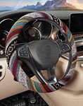 SEG Direct Boho Steering Wheel Cover, Ethnic Style, Coarse Flax Cloth, Car Steering Wheel Covers, Non-Slip and Sweat Absorption, 37-39 cm