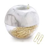 Gold Paper Clips 28mm(1.1") Medium with Marble White Paper Clips Holder Magnetic 100pcs Paper Clips for Office Desk Organizer