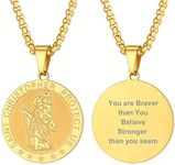 PROSTEEL Personalised St christopher Necklace Men Gold Plated Traveller's Prayer Gift