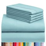 LuxClub 6 PC California King Sheet Set, Breathable Luxury Bed Sheets, Deep Pockets 18" Wrinkle Free Cooling Sheets Machine Washable Hotel Bedding Silky Soft - Aqua Cal King