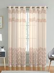 LINENWALAS Cotton Linen Vintage Leaf Sheer Curtain Set with Eyelet Rings Non Blackout Long Door Curtain - Set of 2 - Vintage Leaf- 4.5ft x 7ft