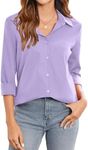 Zeagoo Blouse for Women Dressy Casual Long Sleeve Button Down Shirts Long Sleeve Work Outfit Business Clothes Light Purple