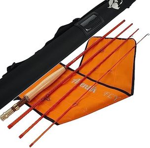 Riverruns S-Glass Fiberglass Fly Fishing Rods 4pc 6’6” LW3, 7’7” LW4, 8’1” LW5 Ultra Light Classic Medium Fast Action Fly Rods (Transparent Orange, 8'1''LW5)