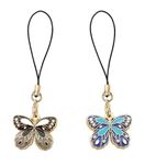 ONCRO® Pack of 2 Duo tone butterfly embossed pendant phone charms aesthetic for girls women backpack hanging keychain key ring accessories necklace bracelet thread Ornament decor Smart combo