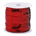 FQTANJU 6mm Spangle Round Sequins Trim, PVC, 100 Yards/Roll. (red)