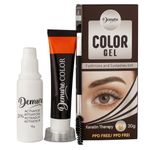 Demure Color Gel Eyebrow and Eyelash Tint 30g, Professional Formula Eyebrow and Eyelash Dye Kit with Keratin Complex (3.0 Brown)