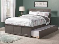 Atlantic Furniture AR8636019 Madison Platform Bed with Matching Foot Board and Twin Size Urban Trundle, Full, Grey