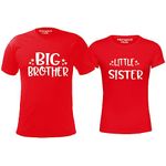 Hangout Hub Boy's & Girl's Round Neck T-Shirt Big Brother Little Sister (Red;Big Brother-12-14Yrs;Little Sister-8-10Yrs ;) Pack of 2 Kids Sibling Family T-Shirts