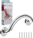 HEALTHCRAFT Plus Series Crescent Grab Bar for Bath And Shower Safety, Stainless-steel, Wall-Mounted Heavy Duty Hand Handle for Elderly, Seniors or Handicapped/Up to 500 Lbs/Polished Chrome