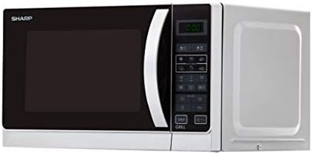 Sharp R642INW 2-in-1 Mikrowelle mit Grill/ 20 L/ 800 W/ 1000 W Quarzgrill/ 8 Automatikprogramme/ Timer/ Kindersicherung/ Energiesparmodus/ Glasdrehteller (25, 5 cm)/ silber