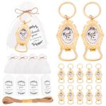 KBDHYY 24Pcs Wedding Party Favors Bottle Openers Keychain, Personalized Retro Gold Beer Bottle Opener with Thank You Cards, Quinceañera Bridal Baby Shower Return Gifts Souvenirs Decorations for Guests