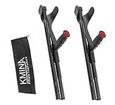 KMINA PRO - Folding Carbon Crutches (x2 Units, Open Cuff), Crutches for Adults, Folding Crutches for Travel, Crutches for Women, Crutches for Men, Walking Crutch, Foldable Crutches - Made in Europe